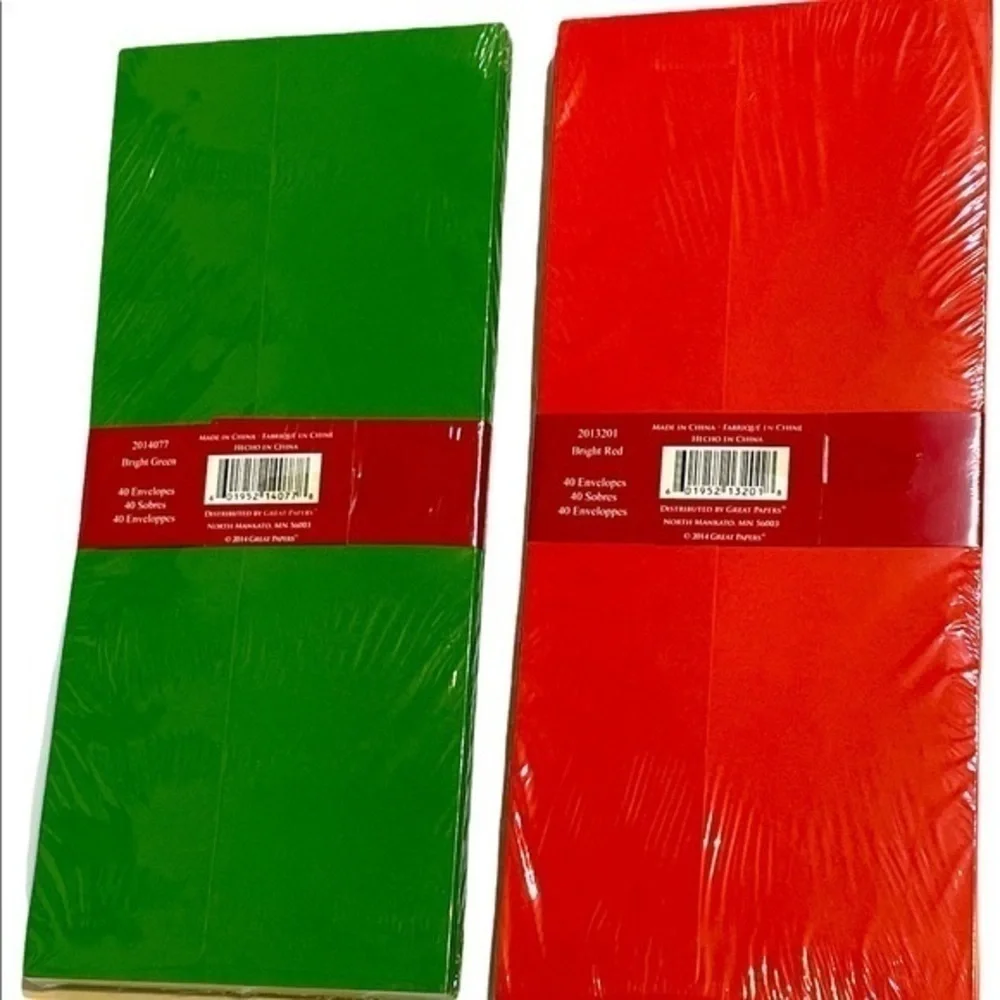 Great Papers Holiday celebration festive Red Green envelopes 40 pack